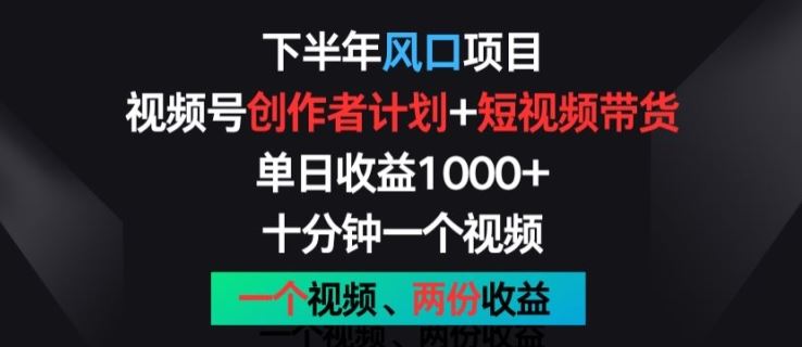 下半年风口项目，视频号创作者计划+视频带货，一个视频两份收益，十分钟一个视频【揭秘】-启航资源站