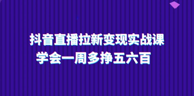 （11254期）抖音直播拉新变现实操课，学会一周多挣五六百（15节课）-启航资源站