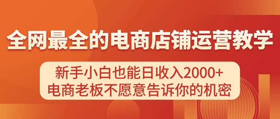 （11266期）电商店铺运营教学，新手小白也能日收入2000+，电商老板不愿意告诉你的机密-启航资源站