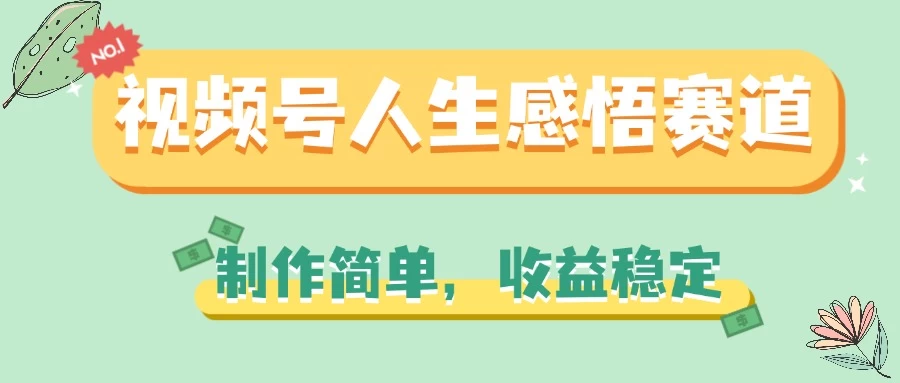 视频号人生感悟赛道，制作简单，收益稳定-启航资源站