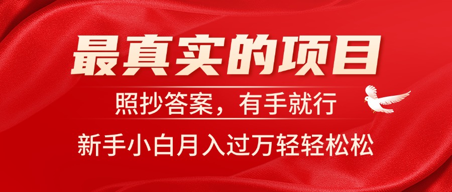 （11362期）最真实的项目，照抄答案，有手就行，新手小白月入过万轻轻松松-启航资源站