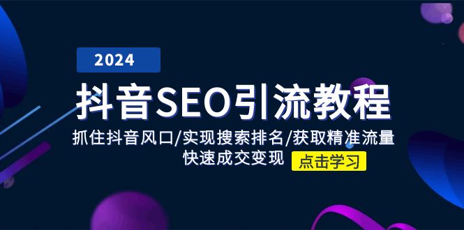 抖音SEO引流教程：抓住抖音风口/实现搜索排名/获取精准流量/快速成交变现-启航资源站