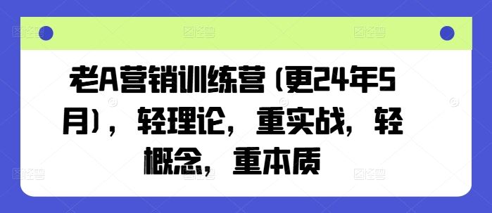 老A营销训练营(更24年6月)，轻理论，重实战，轻概念，重本质-启航资源站