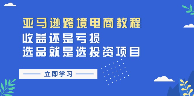 （11432期）亚马逊跨境电商教程：收益还是亏损！选品就是选投资项目-启航资源站