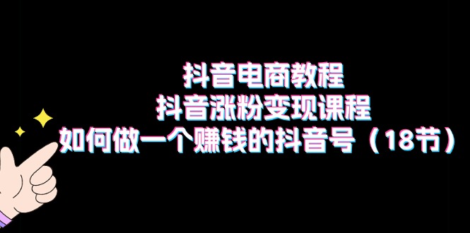 （11436期）抖音电商教程：抖音涨粉变现课程：如何做一个赚钱的抖音号（18节）-启航资源站