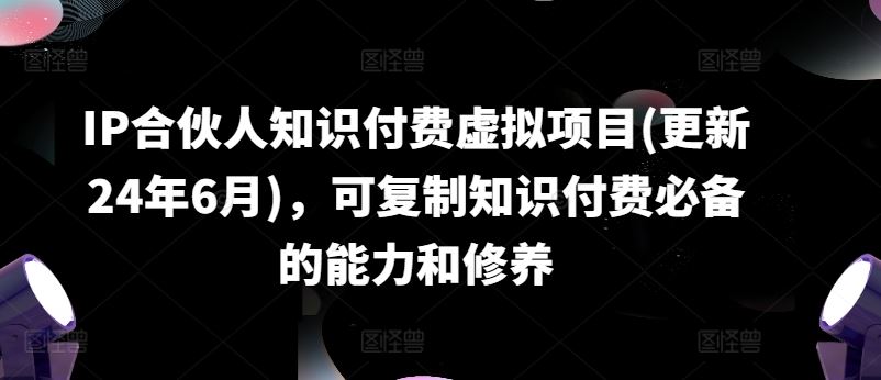 IP合伙人知识付费虚拟项目(更新24年6月)，可复制知识付费必备的能力和修养-启航资源站