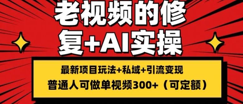 修复老视频的玩法，搬砖+引流的变现(可持久)，单条收益300+【揭秘】-启航资源站