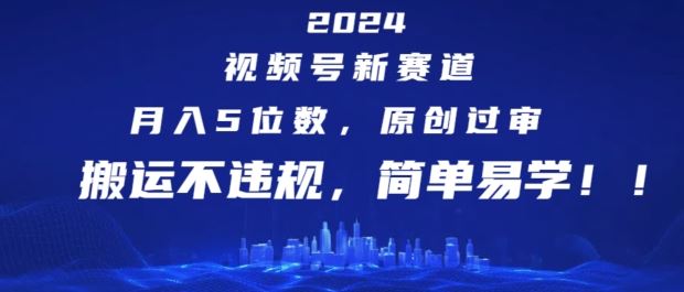 2024视频号新赛道，月入5位数+，原创过审，搬运不违规，简单易学【揭秘】-启航资源站