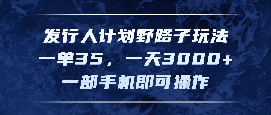 （11750期）发行人计划野路子玩法，一单35，一天3000+，一部手机即可操作-启航资源站