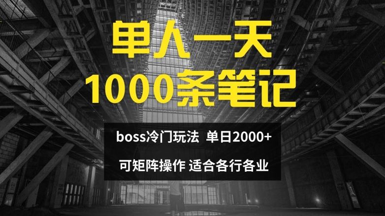 单人一天1000条笔记，日入2000+，BOSS直聘的正确玩法【揭秘】-启航资源站