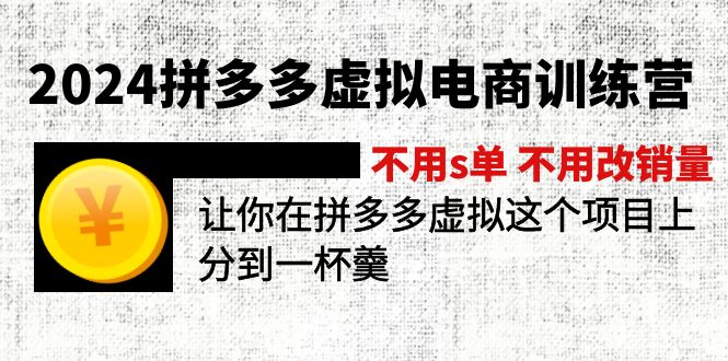 （12024期）2024拼多多虚拟电商训练营 不s单 不改销量  做虚拟项目分一杯羹(更新10节)-启航资源站