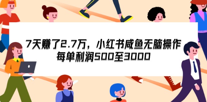 （12192期）7天收了2.7万，小红书咸鱼无脑操作，每单利润500至3000-启航资源站