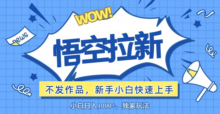 （12243期）悟空拉新最新玩法，无需作品暴力出单，小白快速上手-启航资源站