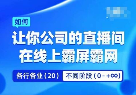 企业矩阵直播霸屏实操课，让你公司的直播间在线上霸屏霸网-启航资源站