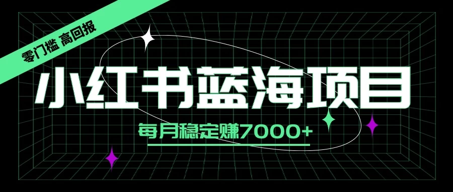 小红书蓝海项目，零门槛、高回报，每月稳定赚7000+-启航资源站