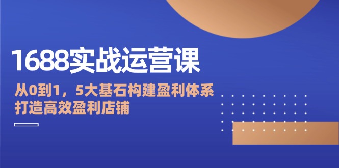 （12482期）1688实战运营课：从0到1，5大基石构建盈利体系，打造高效盈利店铺-启航资源站