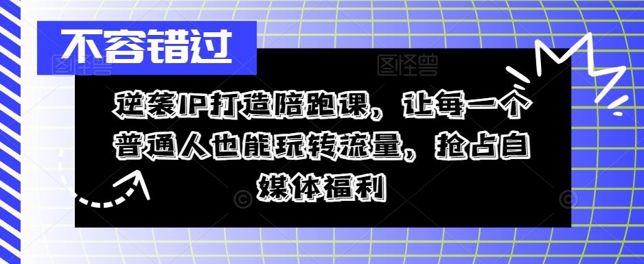 逆袭IP打造陪跑课，让每一个普通人也能玩转流量，抢占自媒体福利-启航资源站