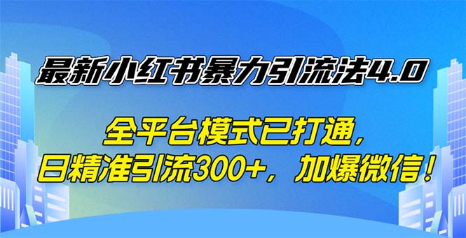 （12505期）最新小红书暴力引流法4.0， 全平台模式已打通，日精准引流300+，加爆微…-启航资源站