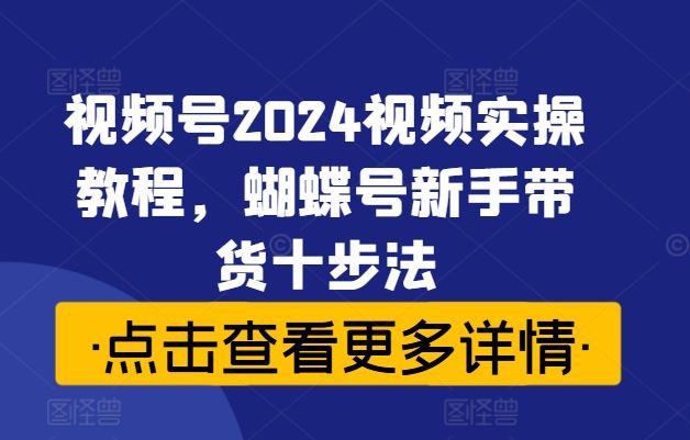 视频号2024视频实操教程，蝴蝶号新手带货十步法-启航资源站