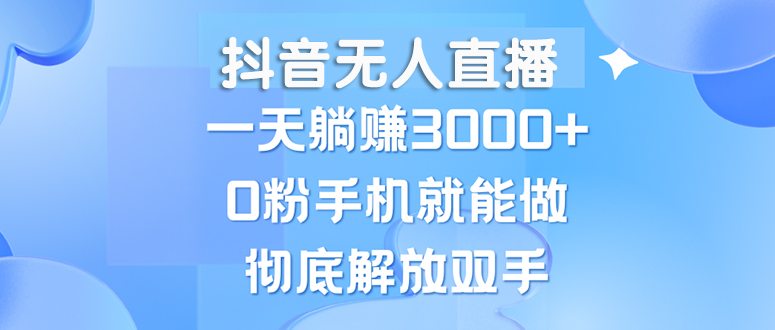 （13038期）抖音无人直播，一天躺赚3000+，0粉手机就能做，新手小白均可操作-启航资源站