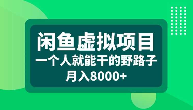 闲鱼虚拟项目，一个人就可以干的野路子，月入8000+【揭秘】-启航资源站