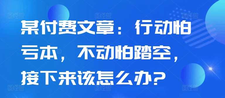 某付费文章：行动怕亏本，不动怕踏空，接下来该怎么办?-启航资源站