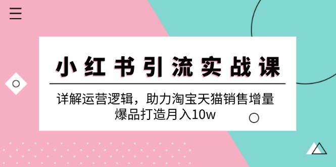 小红书引流实战课：详解运营逻辑，助力淘宝天猫销售增量，爆品打造月入10w-启航资源站