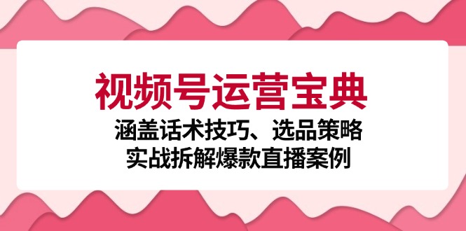 （12808期）视频号运营宝典：涵盖话术技巧、选品策略、实战拆解爆款直播案例-启航资源站