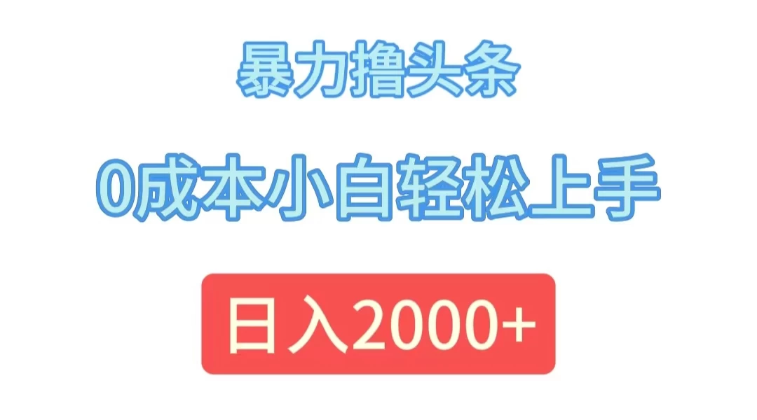 暴力撸头条，0成本小白轻松上手，日入2k-启航资源站