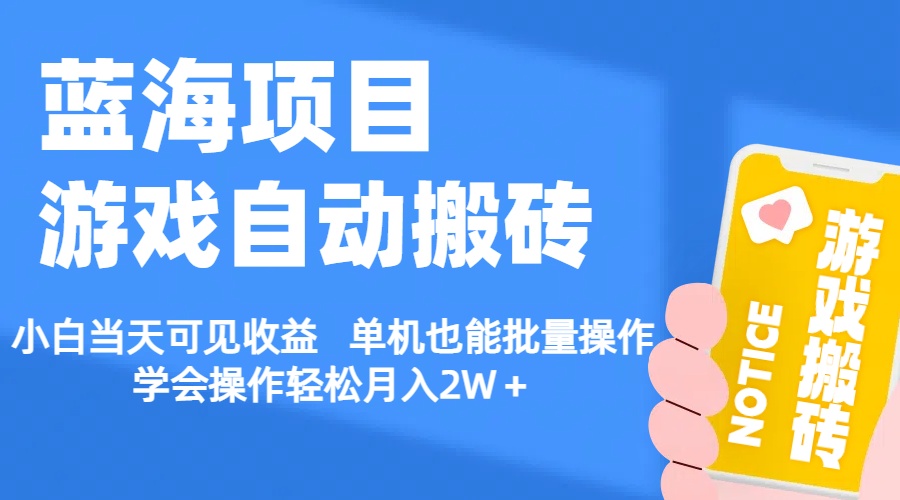 【蓝海项目】游戏自动搬砖 小白当天可见收益 单机也能批量操作-启航资源站