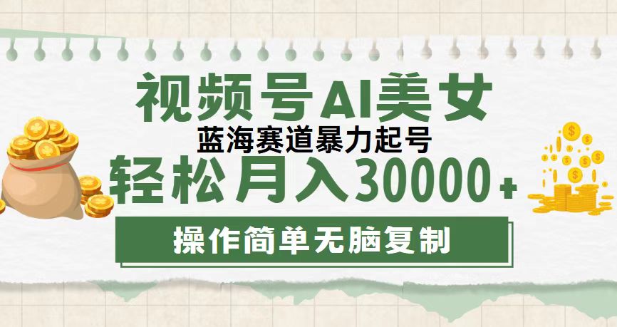 视频号AI美女跳舞，轻松月入30000+，蓝海赛道，流量池巨大，起号猛-启航资源站