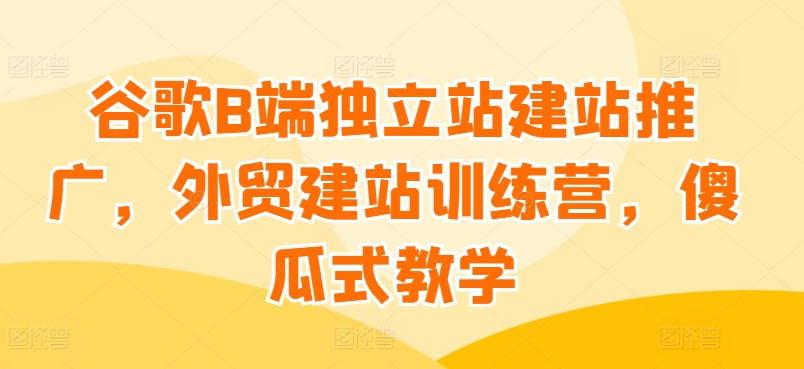 谷歌B端独立站建站推广，外贸建站训练营，傻瓜式教学-启航资源站