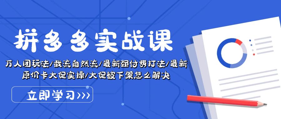 （10865期）拼多多·实战课：万人团玩法/截流自然流/最新强付费打法/最新原价卡大促..-启航资源站