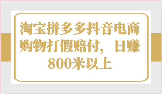 淘宝拼多多抖音电商购物打假赔付，日赚800米以上-启航资源站