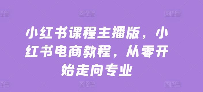 小红书课程主播版，小红书电商教程，从零开始走向专业-启航资源站