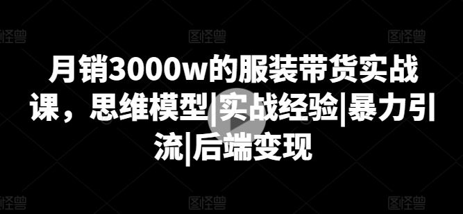 月销3000w的服装带货实战课，思维模型|实战经验|暴力引流|后端变现-启航资源站