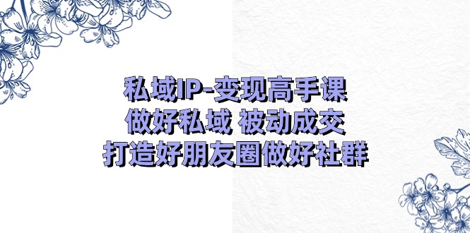 私域IP变现高手课：做好私域被动成交，打造好朋友圈做好社群（18节）-启航资源站