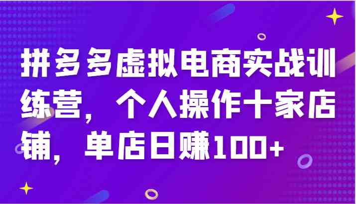 拼多多虚拟电商实战训练营，个人操作十家店铺，单店日赚100+-启航资源站