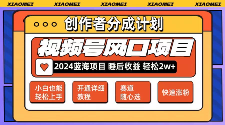 （12084期）微信视频号大风口项目 轻松月入2w+ 多赛道选择，可矩阵，玩法简单轻松上手-启航资源站