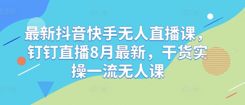 最新抖音快手无人直播课，钉钉直播8月最新，干货实操一流无人课-启航资源站