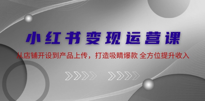 小红书变现运营课：从店铺开设到产品上传，打造吸睛爆款 全方位提升收入-启航资源站