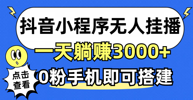 （12988期）抖音小程序无人直播，一天躺赚3000+，0粉手机可搭建，不违规不限流，小…-启航资源站