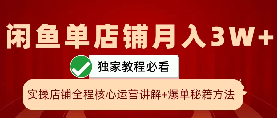 闲鱼单店铺月入3W+实操展示，爆单核心秘籍，一学就会-启航资源站