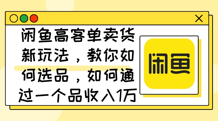 闲鱼高客单卖货新玩法，教你如何选品，如何通过一个品收入1万+-启航资源站