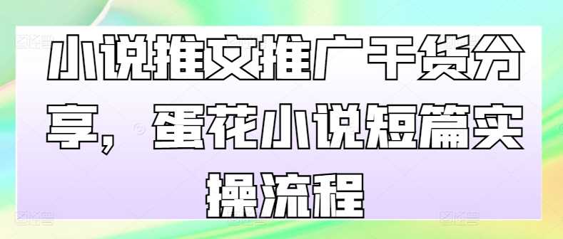 小说推文推广干货分享，蛋花小说短篇实操流程-启航资源站