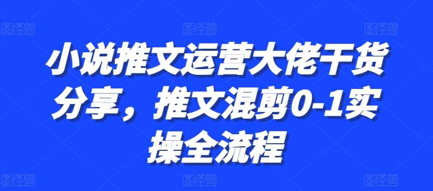 小说推文运营大佬干货分享，推文混剪0-1实操全流程-启航资源站