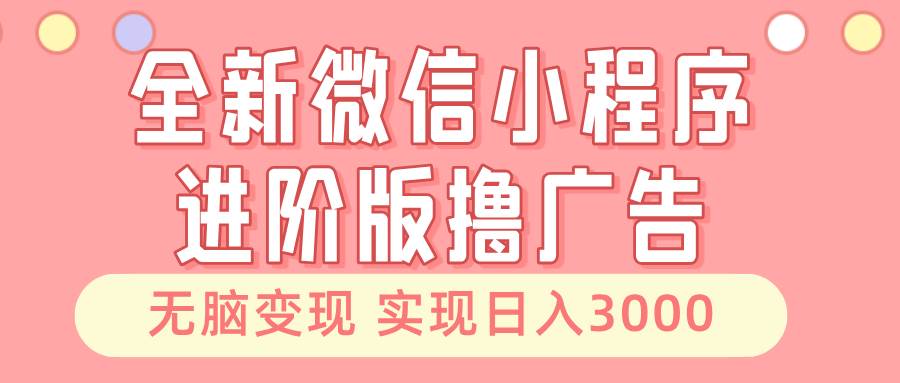 全新微信小程序进阶版撸广告 无脑变现睡后也有收入 日入3000＋-启航资源站