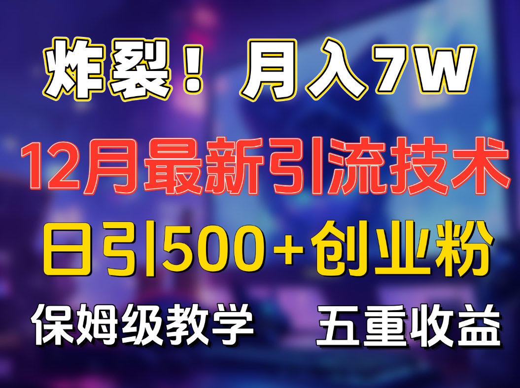 炸裂！月入7W+揭秘12月最新日引流500+精准创业粉，多重收益保姆级教学-启航资源站