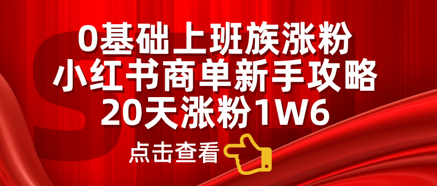 小红书商单新手攻略，20天涨粉1.6w，0基础上班族涨粉-启航资源站