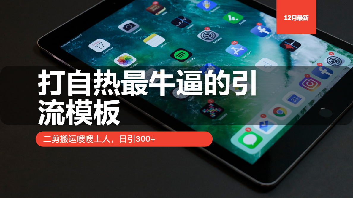 打自热最牛逼的引流模板，日引300+，二剪搬运嗖嗖上人-启航资源站